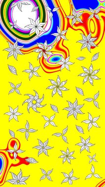 Raster çiçekleri klasik tarzda çizilmiş. Sarı ve beyaz renklerde bahar çiçekleri. Çiçekli yumuşak bir eskiz şekli. Raster illüstrasyonu.