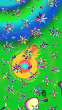 Anti-stres için soyut örnek sayfası. Raster illüstrasyonu. Yeşil ve mavi renklerde.