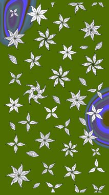 Hint süsü. Yeşil ve nötr renklerde. Renkli süs kenarı. Raster illüstrasyonu. Çiçek duvar kağıdı. Çizim deseni.