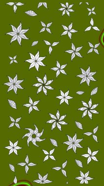 Çiçek desenli raster, yeşil ve nötr çizgi grafik desenli soyut raster arkaplan. Modern stil dokusu.