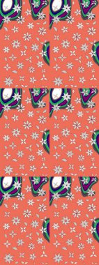 Raster suluboya çiçek deseni, narin çiçekler, turuncu ve nötr çiçekler, tebrik kartı şablonu. Güzel kumaş deseni.