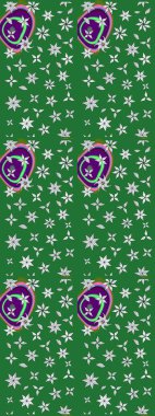 Miles Fleur, süslü püslü bir süs. Raster illüstrasyonu. Kumaş, tekstil, duvar kağıdı baskısı için. Eski usul. Eskiz geçmişi. Tomurcukları papatya çiçekleri olan sevimli bir çiçek deseni..