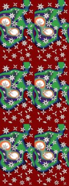 Küçük çiçekteki sevimli çiçek deseni. Kırmızı ve yeşil renkte çiçekler.