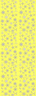 Raster illüstrasyonu. Sarı ve beyaz renkte çiçekler. Çiçek süslemeli çizim deseni.