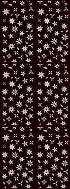 Çiçeksel çizim kalıbının yansıması. Vadinin çiçekleri siyah ve nötr renklerde.