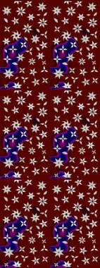 Renkli Bahar Teması eskiz kalıbı. Raster illüstrasyonundaki çiçek desenli çizim. Süslü kumaş deseni. Düz Çiçek Elementleri Tasarımı.