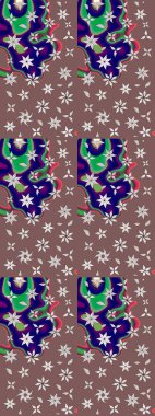 Moda baskıları için zarif bir şablon. Halk tarzı. Parlak renkli çiçekleri ve kahverengi ve mavi renkli yaprakları olan harika bir çiçek deseni. Modern çiçek arkaplanı.