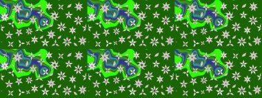 Güzel kumaş deseni. Raster illüstrasyonundaki çiçek desenli çizim. Renkli Bahar Teması eskiz kalıbı. Düz Çiçek Elementleri Tasarımı.