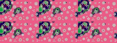 Küçük çiçekteki sevimli çiçek deseni. Raster illüstrasyonu. Pembe ve nötr renkte çiçekler.