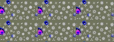 Güzel kumaş deseni. Raster suluboya deseni, narin çiçekler, yeşil ve beyaz çiçekler, tebrik kartı şablonu..