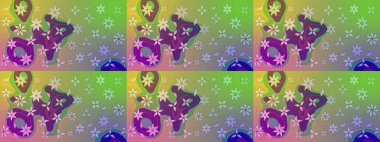 Raster deseni. Bahar çiçekli desen dallı, yeşil ve nötr renkler çiçekli siluet.