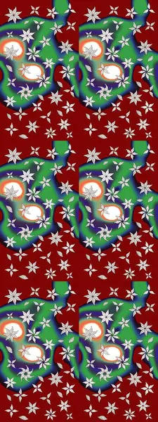 Küçük çiçekteki sevimli çiçek deseni. Kırmızı ve yeşil renkte çiçekler.