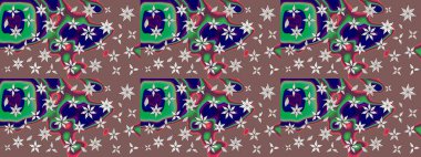 Kahverengi ve yeşil renklerde bahar çiçekleri. Çiçekli yumuşak bir eskiz şekli. Raster çiçekleri klasik tarzda çizilmiş. Raster illüstrasyonu.