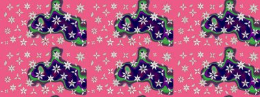 Eskiz tarzı pembe ve nötr renklerde. Raster illüstrasyonu. Şirin karalamalı çiçek desenli çizim. Raster illüstrasyonu. El yapımı çiçek ve bitki koleksiyonu.