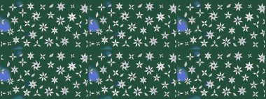 Renkli Bahar Teması eskiz kalıbı. Düz Çiçek Elementleri Tasarımı. Raster illüstrasyonundaki çiçek desenli çizim. Yeşil ve nötr renkte çiçekler.