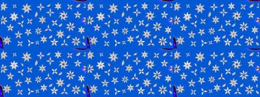 Raster illüstrasyonu. Mavi ve nötr renklerde. 3D çiçekler, çizim.