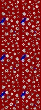 Kırmızı ve nötr renklerde etnik çiçeklerle süslenmiş zarif bir eskiz. Raster Çiçek İllüstrasyonu güzel tekstil..