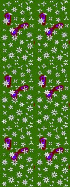 Yeşil ve nötr renklerde çiçekler. Raster illüstrasyonunda çiçek deseni çizimi.