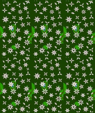 El çizimi çiçek unsurları olan soyut çizim raster deseni. Yeşil yeşile. 1950-1960 motifleri. Retro tekstil tasarım koleksiyonu. Çiçekli ipek eşarp..