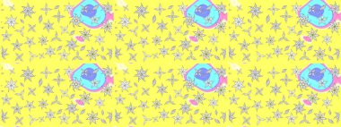 Sarı ve beyaz renkte çiçekler. Renkli Bahar Teması eskiz kalıbı. Çiçekli çiçek deseni, suluboya. Düz Çiçek Elementleri Tasarımı. Raster illüstrasyonu.