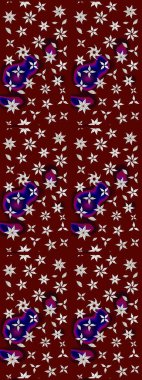 Raster illüstrasyonundaki çiçek desenli çizim. Kırmızı ve nötr renkte çiçekler.