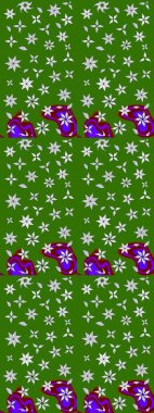 Raster düz çiçek çizim deseni. Hediye ambalaj kağıdı, tebrik kartları, posterler ve pankart tasarımı. Yeşil ve nötr renkte çiçekler.