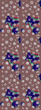 Küçük çiçekteki sevimli çiçek deseni. Raster deseni. Raster illüstrasyonu. Kahverengi ve nötr renklerde yaz çiçekleri.