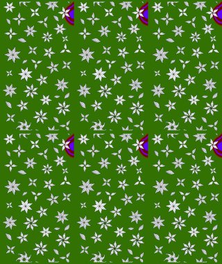 Raster illüstrasyonu. Şatafatlı bahar bahçesi dokusu. Çiçek deseni. Yeşil renkli çiçekler. Yeşil renkte çiçek çizimi.