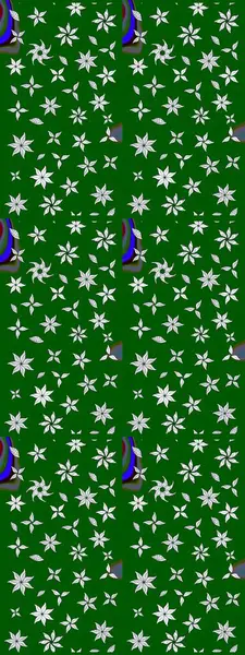 Yeşil ve nötr renklere karalamalar çizilmiş çiçek deseni. Raster illüstrasyonu.