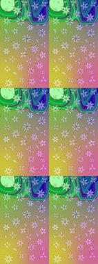 Raster illüstrasyonu. Tarafsız ve yeşil renklerde bahar çiçekleri. Raster çiçek desenli ve çiçekli..