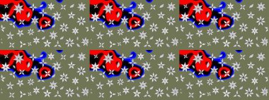 Yeşil ve kırmızı renkte çiçekler olan çiçek deseni çiz. Suluboya tarzında yeşil ve kırmızı renkte çiçekler.