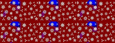 Şirin çiçek elementleri. Robot resim. Kırmızı ve nötr renklerde çiçekler. Raster illüstrasyonu.