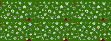 Çizim çiçek deseni duvar kâğıdı olarak kullanılabilir. Raster illüstrasyonu. Yeşil ve nötr renkte çiçekler.