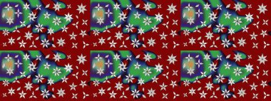 Çiçekler kırmızı ve yeşil renklerde. Gömlek baskısı için çiçek boyası. Çiçek eskiz kalıbı geçmişi.