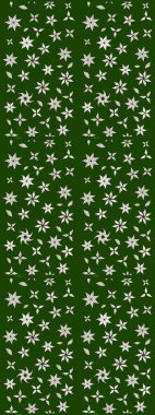 Yeşil renkli bitkilerden oluşan parlak çiçekli çizim deseni.