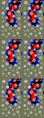 Raster illüstrasyonu. Yeşil renkli yeşil papatya deseni. Yeşil renklerde.