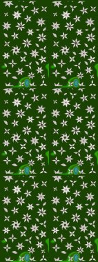 Yeşil renkli şirin tekstil. Renkli çizim kalıbı. Çiçek arkaplan. Raster illüstrasyonu. Çiçek duvar kağıdı.