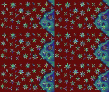 Kırmızı renklerde. Raster illüstrasyonu. 3D çiçekler, çizim.