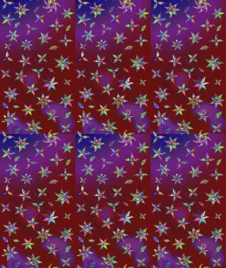 Kibarca, kırmızı renkte bahar çiçekleri. Çiçek ve yapraklı karalama şeklinde Raster çiçek deseni. Raster illüstrasyonu.