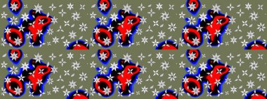 Varicologreen Raster çizimi. Bir sürü yeşil ve soyut çiçekli tropik eskiz deseni. Küçük çiçekte sevimli çiçek deseni var..