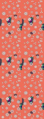 Sevimli çiçek raster deseni. Düz Çiçek Elementleri Tasarımı. Turuncu renkli çiçekler. Renkli Yaz Teması çizim şablonu.