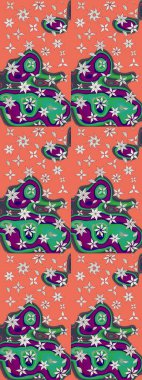 Renkli çiçekleri ve turuncu yaprakları olan harika bir çiçek deseni. Modern çiçek arkaplanı. Halk tarzı. Moda baskıları için zarif bir şablon.