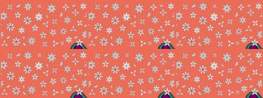 Turuncu renkli parlak çiçekli halı deseni..