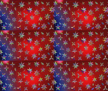 Kırmızı renklerde Asya tekstili. Raster illüstrasyonu. Suluboya çiçekli çiçek deseni.