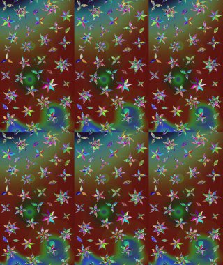 Raster illüstrasyonu. Çiçek süslemeli çizim deseni. Kahverengi renkte çiçekler.