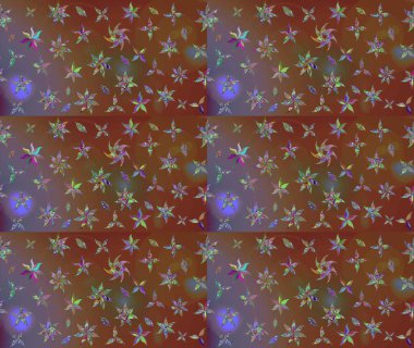 Raster Modaya uygun kumaş deseni. Düz Çiçek Elementleri Tasarımı. Renkli Bahar Teması eskiz kalıbı. Kahverengi renkli şirin çiçek deseni.