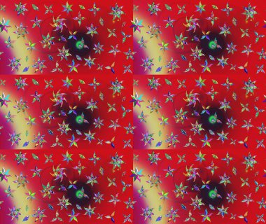 Raster. Zarif, parlak ve kırmızı çiçek desenli eskiz. Sabıka baskıları, bebek kıyafetleri, duvar kâğıtları, paket kutuları vb..