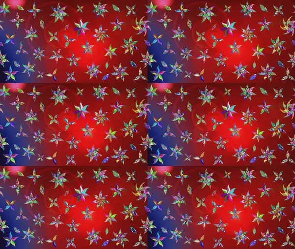 Kırmızı renklerde Asya tekstili. Raster illüstrasyonu. Suluboya çiçekli çiçek deseni.