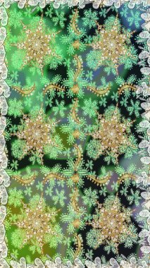 Barok tarzında kusursuz bir doğulu süsü. Geleneksel altın sarısı desenli yeşil renkli ve altın elementli.