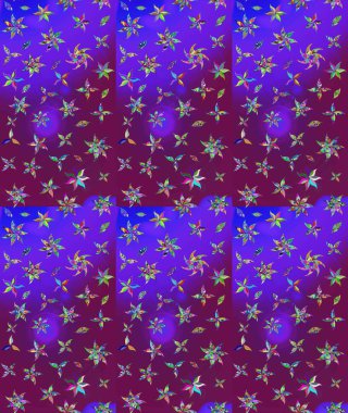 Raster illüstrasyonu. Çiçek desenli çizim. Mor renkli Asya tekstili.